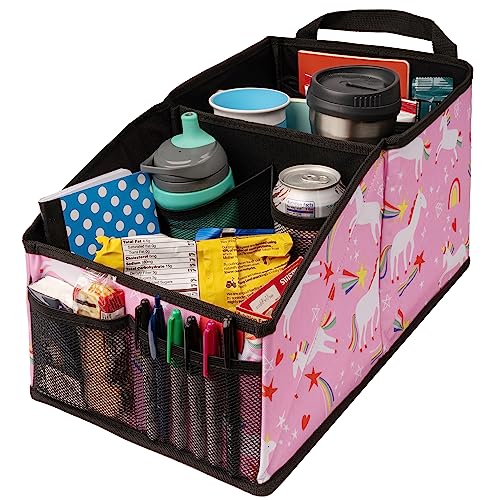 Image of Lusso Gear Car Seat Organizer for Front or Backseat - Great for Adults & Kids, Features 9 Storage Compartments for Toys, Magazines, Tissues, Maps, Books, Documents, Games & More (Unicorns)