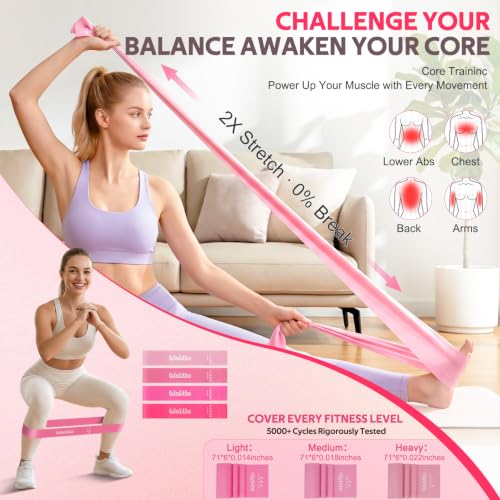Image of WALITO 15 PCS Pilates Kit, Adjustable Pedal Resistance Band with Handle, Figure 8 Resistance Band for Exercise Women, At Home Workout Equipment Set with Yoga Ball & Booty Bands for Full Body Gym