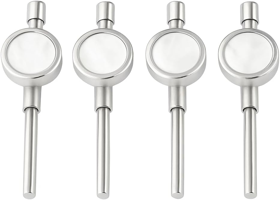 Mother of Pearl Tuxedo Shirt Studs – Set of 4 – Spring-Back Secure Studs for Men – Silver-Tone Formal Stud Replacement Set for Tuxedo & Black Tie Shirts