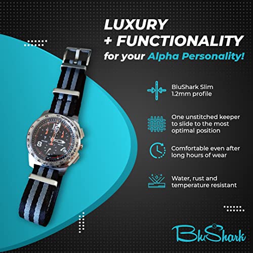 Blushark - Alphapremier Ultra Premium Nylon Watch Strap - Stainless Steel Buckle Multiple Sizes Replacement Band Straps For Men And Women, Waterproof One-Piece Moss Green 20Mm #TOP3