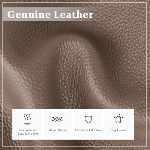 Image of befen Genuine Leather Tote Bag for Women Work Travel Leather Purse Handbags | Real Leather, Padded 14 inch Laptop Compartment, Multi-Pockets, Zipper, Tote Bag for Daily