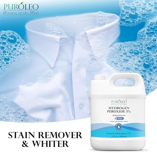 PUROLEO Hydrogen Peroxide 3% Solution, 32 Fl Oz/946 mL (Made In Canada), Multipurpose Household Cleaner, Stain Remover & Fabric Whitener, Cleaning Liquid for Laundry, Surfaces & General Cleaning - 4