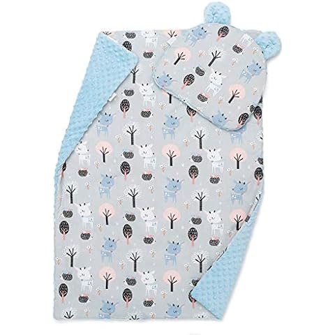 EliMeli Baby-Set BABYDECKE mit Kissen Babybettwäsche Minky Decke Cover