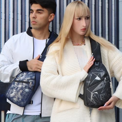 Geestock Sling Bag Backpack for Men & Women, Crossbody Backpack Shoulder Bag Waterproof Chest Bag for Daypack Travel Hiking (Black)3