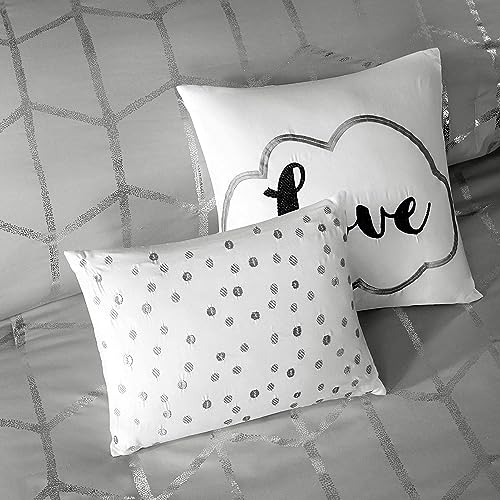 Intelligent Design ID10-1244 Raina Full / Queen Comforter Set, Soft Microfiber Comforter Set Queen, Modern Geometric Metallic Bed Set thumb #6