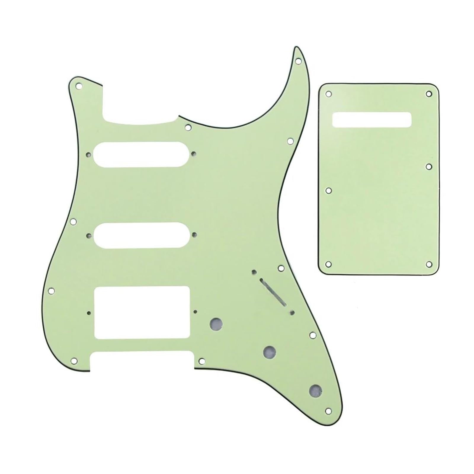 1 Zestaw 11 Otworów Na Maskownicę Gitary Elektrycznej ST HSS Płytka Zabezpieczająca I Płyta Tylna Oraz Śruby Płytka ochronna maskownicy do gitary elektrycznej(Mint green 3)