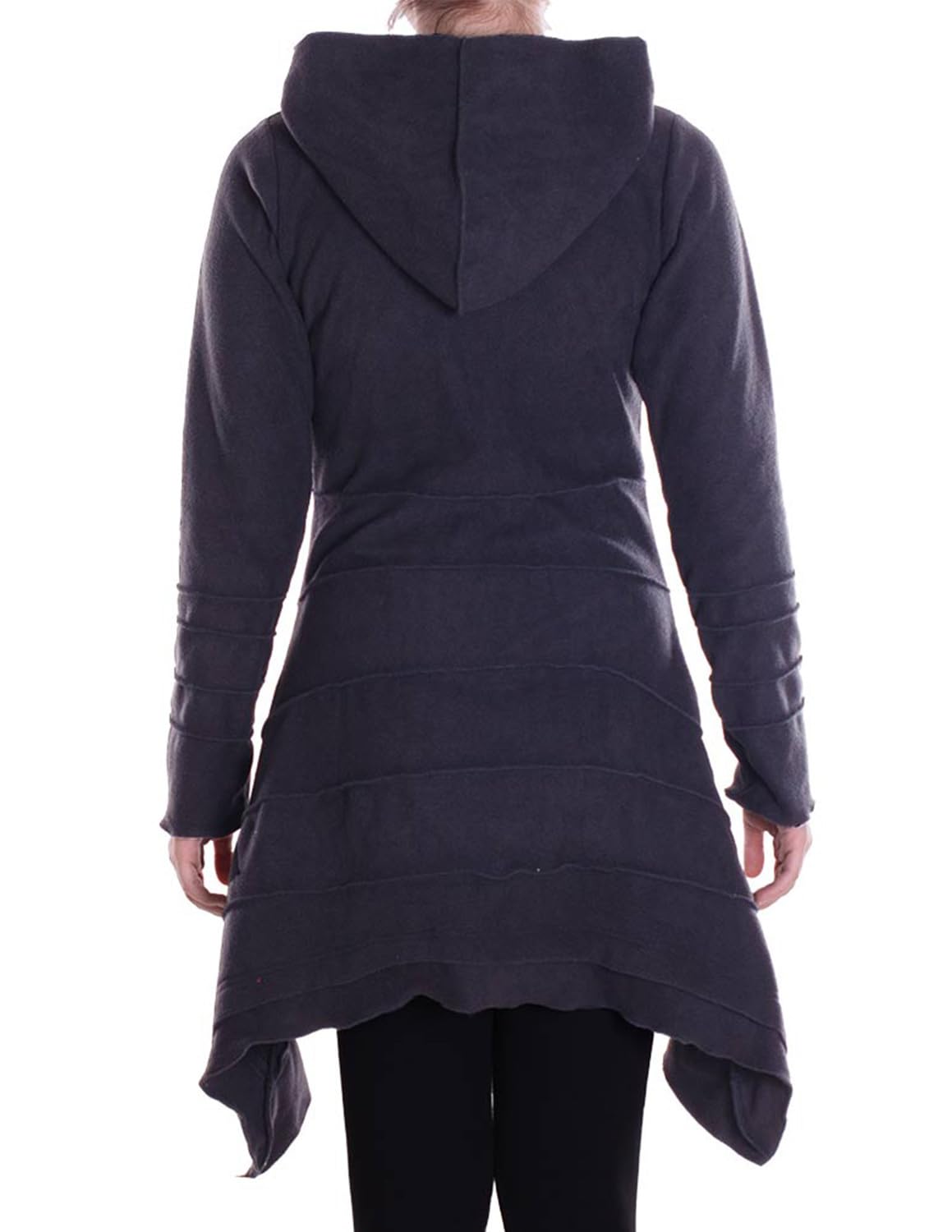 Vishes - Alternative Bekleidung - Damen Kapuzenjacke lang Elfen Zipfel-Jacke Fleece Übergangsjacke