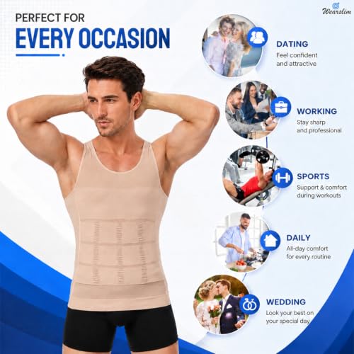 Image of Wearslim Men's Slimming Body Shaper Vest Shirt | Abs Abdomen Slim Stretchable Tummy Tucker Vest