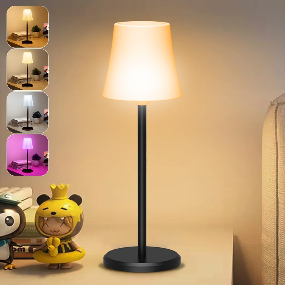 Ainostone Lampes Ambiance Lampe De Table Sans Fil Rechargeable Ainostone - 3 Températures De Couleur + RGB - IP54 Étanche Pour Intérieur/Extérieur Lampe Table Sans Fil