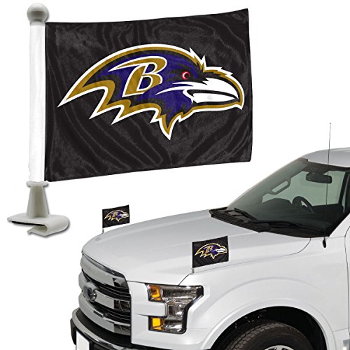 Fanmats 61858 Baltimore Ravens Ambassador Car Flags - 2 Pack Mini Auto Flags, 4In X 6In, Perfect For Hood Or Trunk #TOP7