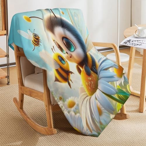 Couverture abeille douce et flannel chaude, idée cadeau maison idéale - 7