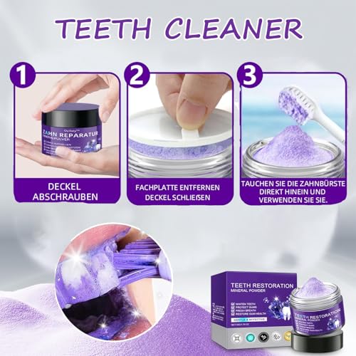 Zahnreparatur Mineralpuder,Zahnrestauration Pulver,Teeth Whitening Powder,Mineral Zahnpulver,Zahnpulver Gegen Verfärbungen,Effektiv bei der Stärkung von Zähnen und Zahnfleisch,Frischer Atem