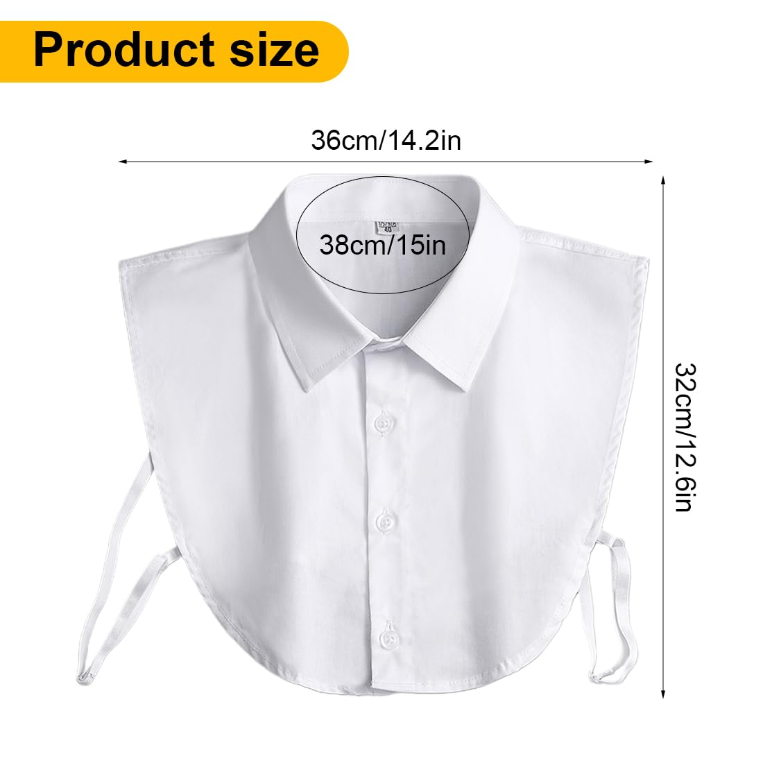 Lithyc 2 Colletti Staccabili Donna Finto Camicia | Bianco E Nero, In Cotone Morbido Con Cinghie Regolabili | Accessorio Moda Per Giacche, Maglioni E Abiti | Per Ufficio E Vita Quotidiana