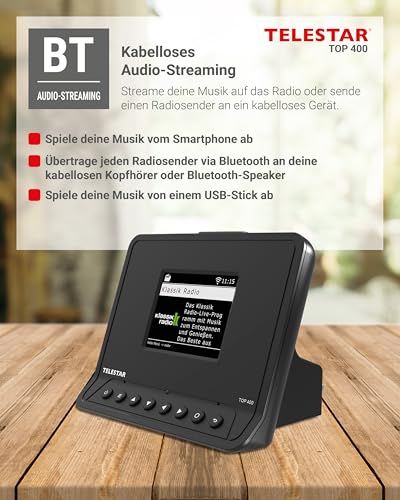TELESTAR TOP 400 – HiFi-Adapter (Adapter zum Nachrüsten von Internetradio, DAB+, Streamingdiensten, Bluetooth Audio-Streaming, USB-Aufnahme) – Schwarz – Bild 8