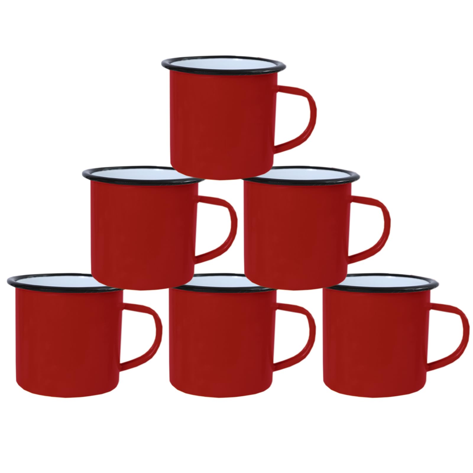 Juego de 2 tazas esmaltadas retro de 350 ml, tazas esmaltadas de 350 ml, tazas de lata esmaltada, taza de té de café esmaltada fina (borgoña, 6 piezas)