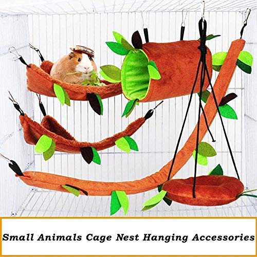 5 Pack Hamster Cage Guinea Pig Cage Accessories, Ferret Cage Toys Hammock Hamster Bed Rat Hamster Bed Hamster Cages Accessories Sugar Glider Toys for Squirrel Hamster Playing Sleeping for Small Pets