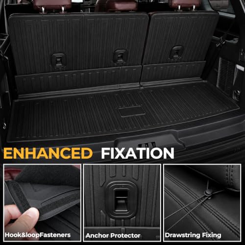 Image of Floor Mats for 2018-2024 Ford Expedition 7-Seat Accessories | Compatible with Lincoln Navigator, Full-Coverage Set with Cargo Liner & Backrest Protector, Odorless & Durable, 3D Laser Fit