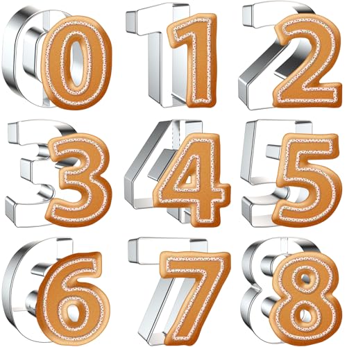 Number Cookie Cutter Set 3 Inch - 9 Pcs Xzhloym Cookie Cutters Shapes - Stainless Steel