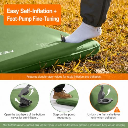 OGERY Self-Inflating Sleeping Pad, 3" Memory Foam Camping Mattress - Image 2
