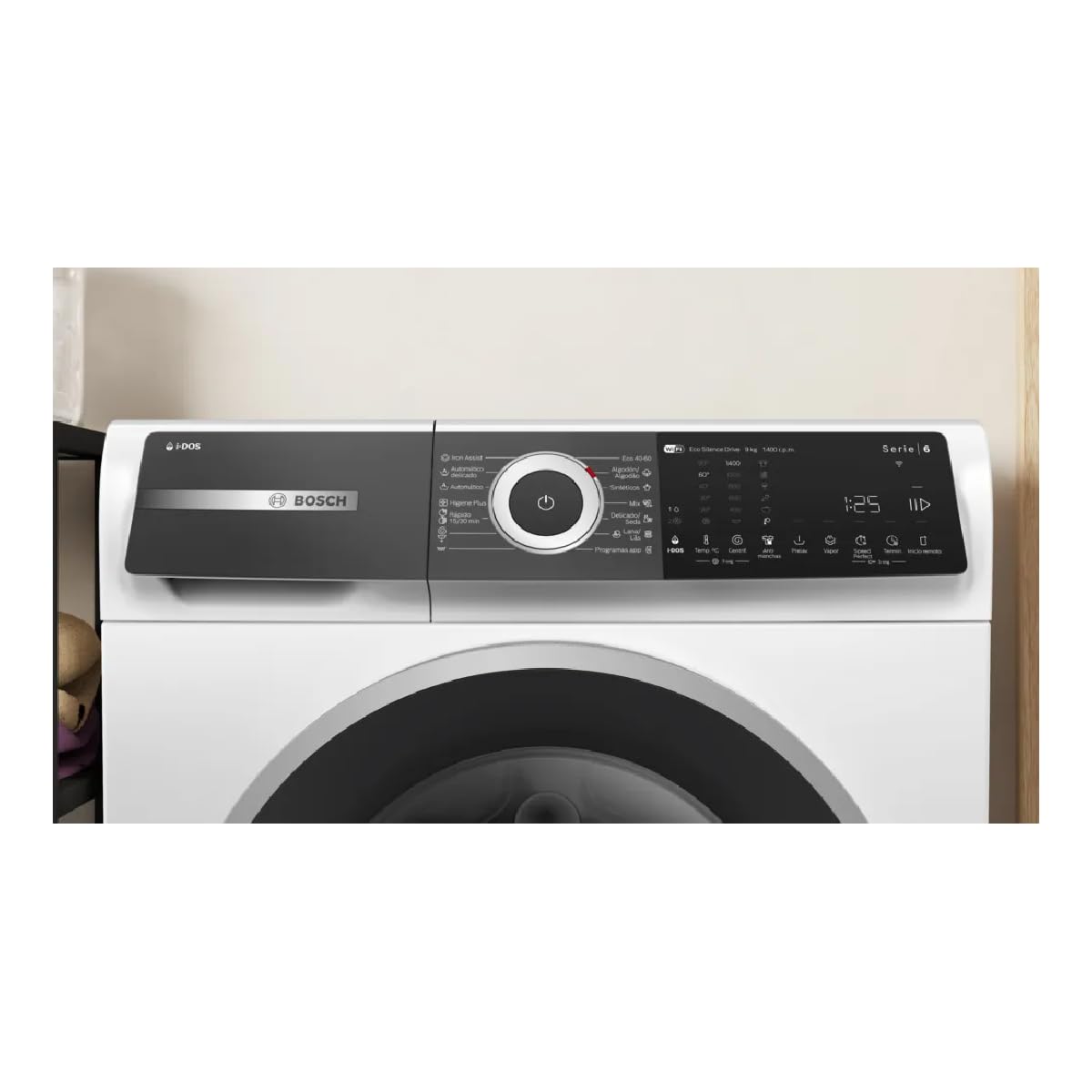 Bosch Frontlader-Waschmaschine, 9 kg, Serie 6, i-DOS, IronAssist, Home Connect, Pause + Ladung, weiß, WGH244A0ES