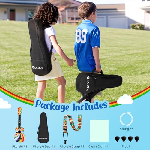 CAHAYA 21-Inch Rainbow Soprano Ukulele Beginner Kit for Kids - Image 5