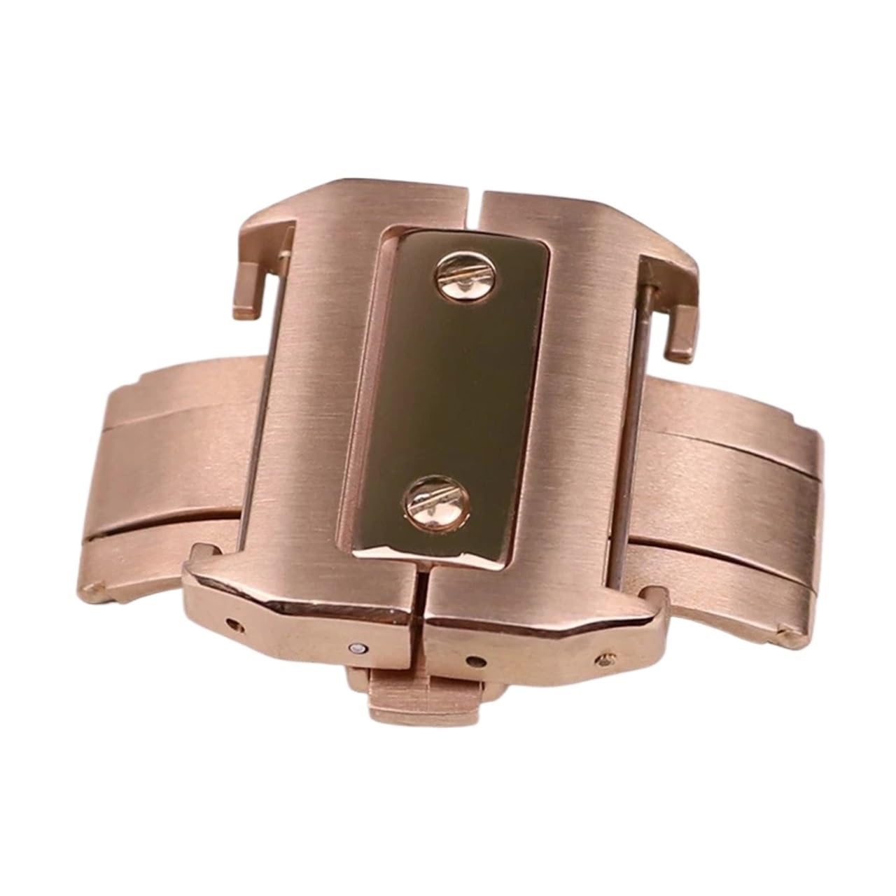 UNNIQ Bracelet à boucle papillon 18 mm 21 mm, accessoire de montre en acier inoxydable 316L adapté au fermoir Santos (couleur : or rose 18 mm)