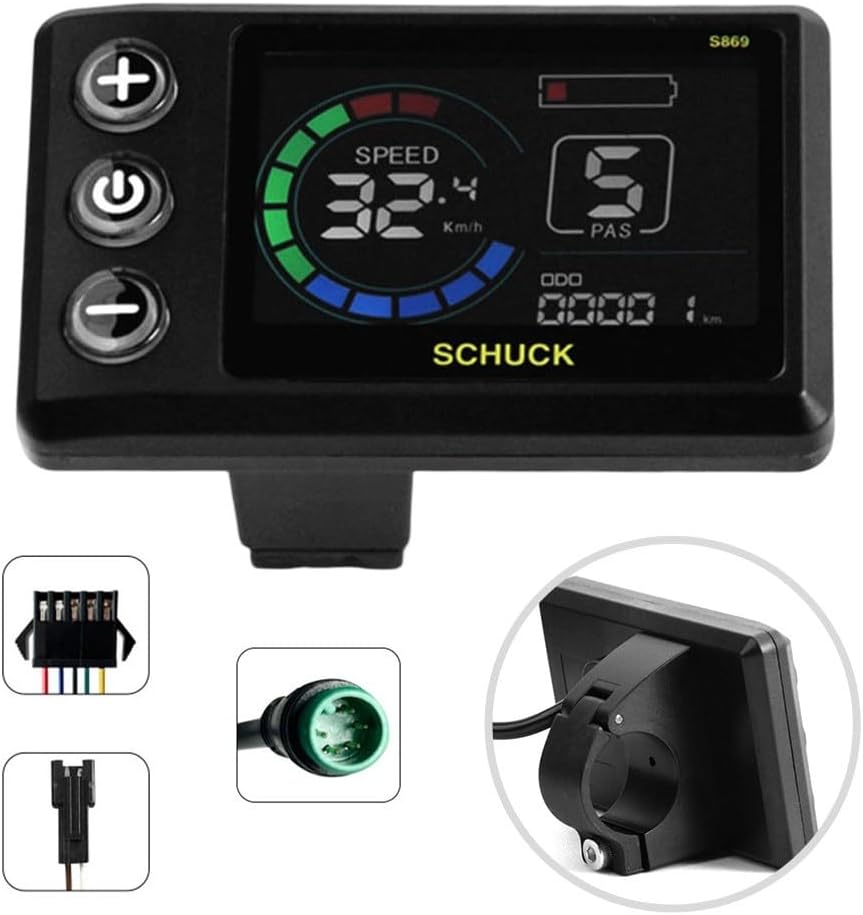 FACULX Left-Side Ebike Display, LCD Display, 24V-72V ABS Cycling Computer, Ebike LCD Display To Enrich Cycling for JOURNEY For Ebike Electric Bike Scooter Ebike(SM)