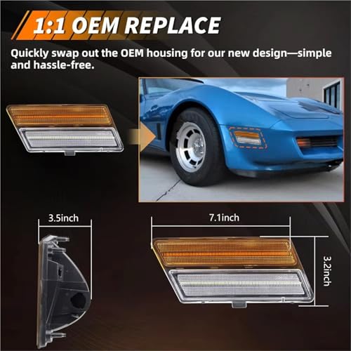 Clignotants rétroviseur Corvette C3 à LED dynamique ambre orange - 2