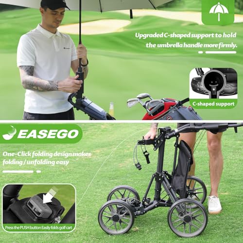 EASEGO Golf Push Cart 4 Wheel : Golf Walking Cart Golf Caddy Pull Carts by EASEGO - Used condition - Image 5