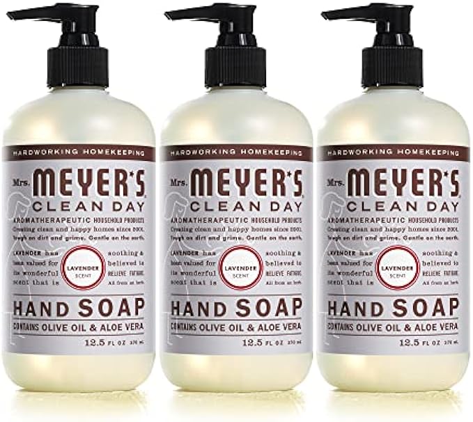 Mrs. Meyer's Hand Soap, Made with Essential Oils, Biodegradable Formula, Lavender, 12.5 fl. oz - Pack of 3