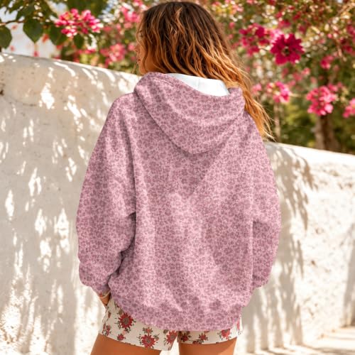 Half Zip Pullover Women Leopard Oversized Comfortable Hooded Sweatshirt - image 6