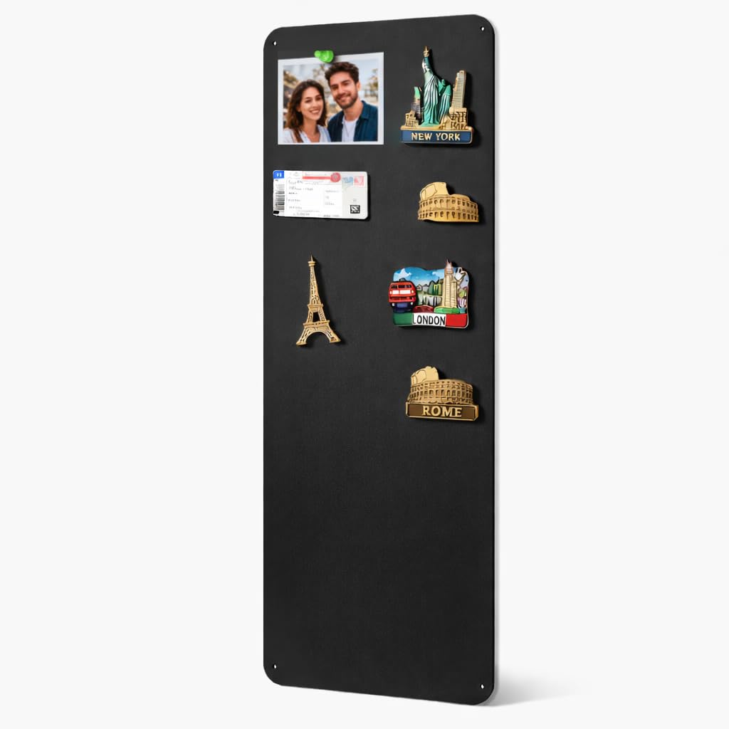 LYZZXI Magnettafel Schwarz 30x70 cm: Urlaubsmagnete Display Board mit Starker Magnetkraft für Fotos & Souvenirs - Matt Magnetwand für Wohnzimmer, Büro | Ideal für Reiseliebhaber