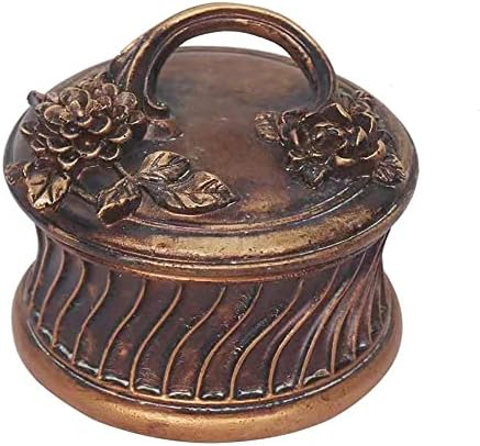 S-MANTIS Exquisite Vintage Decorative Box Hand Painted Ornate Round Antique Trinket Organizer Storage Box With Gilded Embossed Floral Lid Unique Gift for Family (Bronze With Rust)