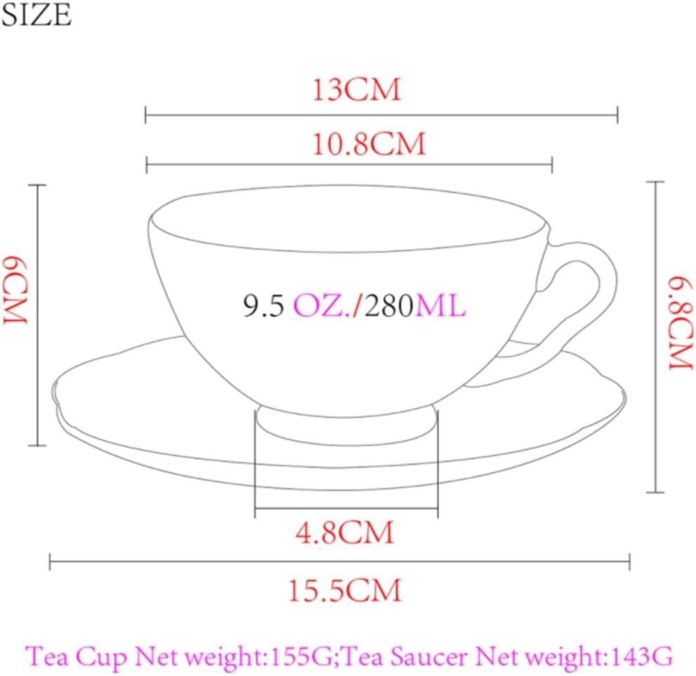 Rose Bone China Coffee Cup And Saucer Set Porcelain Tea Cup Set