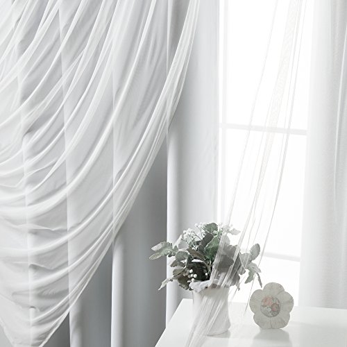 image for Best Home Fashion uMIXm Tulle Sheer with Attached Valance & Solid Blac