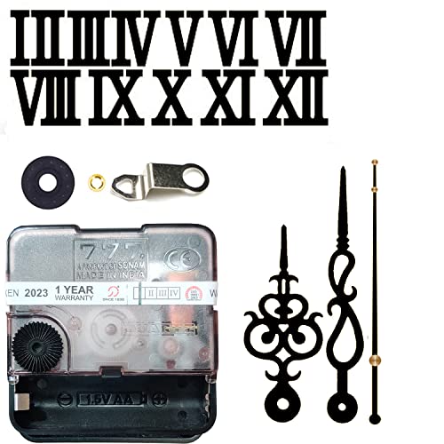 Image of 12 Pcs Arabic Mirrored Acrylic Numerals Movement Machine 22mm for Wood Resin Marble Clock Fancy Needles Pack 1 (Black D4)