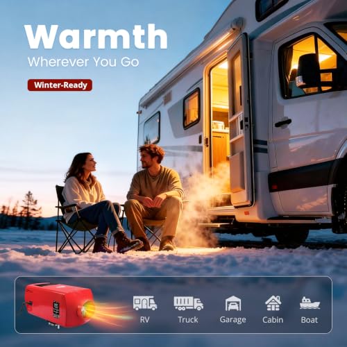 Image of Diesel Heater 12V 5KW with Talking LCD Controller, Aluminum Housing | Diesel Air Heater High Altitude, 15L Large Fuel Tank, Parking Heater for Trucks, Campers, RVs, and Boats
