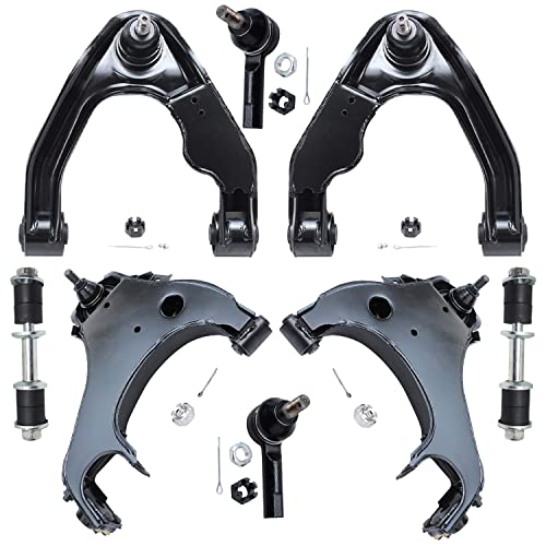 Image of Detroit Axle - 8pc Front End Control Arms Kit for 00-04 Nissan Xterra, 4 Lower & Upper Control Arms 2 Outer Tie Rod Ends 2 Sway Bars 2000 2001 2002 2003 2004 Replacement