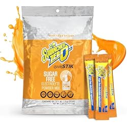 Sqwincher Qwik Stik, Sugar Free, Orange Flavor, .11oz Packet, 50 Pack | Zero sugar electrolyte mix; fast-dissolving single-serve sticks; just add to 20oz water bottle for quick on-the-go hydration
