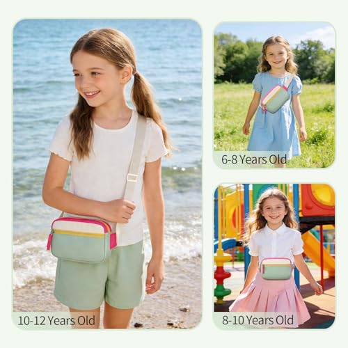 Image of Fanny Pack Birthday Gifts for 7 8 9 10 11 12 13 Year Old Teens Girls Kids, Preppy Cute Trendy Stuff Colorblock Crossbody Bag Adjustable Belt Bags, Dorm Travel Essentials for Girl Fashion