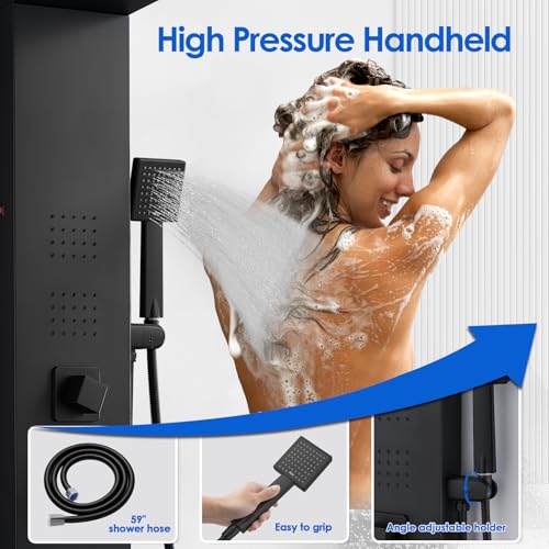 Image of ROVOGO Shower Panel Tower System with Led Lights and 5 Shower Modes, 46.5 inch