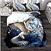 Zestaw poszewek na kołdrę w rozmiarze Super King White Wings Horse, zestaw pościeli z miękkiej mikrofibry, poszewka na kołdrę 260 x 220 cm i 2 poszewki na poduszki 50 x 75 cm z ukrytym zamkiem błyskawicznym