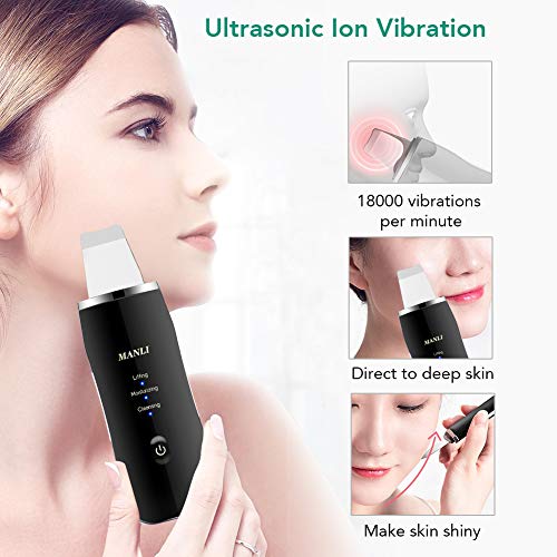 MANLI Skin Scrubber, Facial Scrubber Blackhead Remover Facial Lifting Tool, Facial Pores Cleaner and Skin Exfoliator for Skin Deep Cleaning, Comedone Extractor Cordless Face Pore Scrubber
