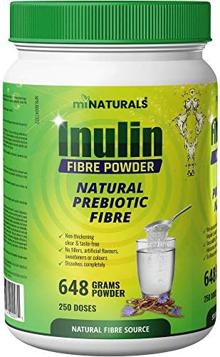 Pure Inulin Fiber Powder, Natural Prebiotic Fibre Supplement, Clear and Taste Free, Increases good bacteria, Chicory Root - 250 DOSES - 648 grams - by miNATURALS
