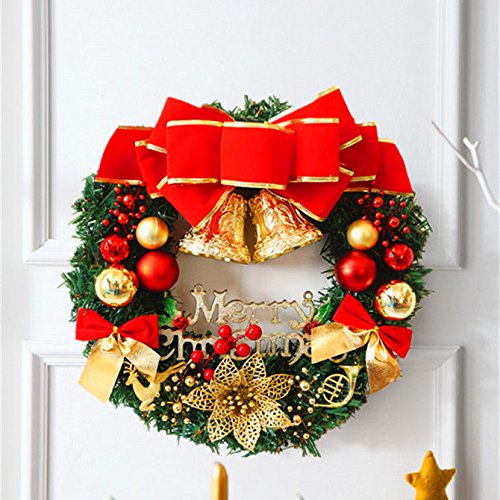 30cm Guirnalda de Navidad,GZQES, Hermosas Agujas de Pino, Corona de Puerta de Navidad (Vario color)
