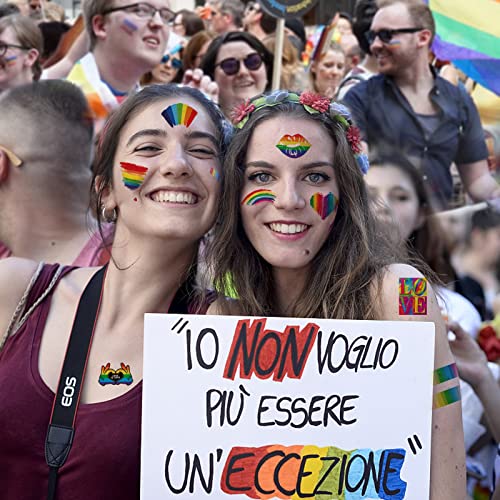 Jeefonna 144Pcs Pride Tattoos, Lgbt Rainbow Temporary Tattoos, Pride Temporary Tattoos, Waterproof Rainbow Flag Tattoo Stickers For Pride Equality Parades #TOP5