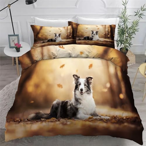 Housse de couette 200x200 chien de berger en microfibre douce anti-plis à zip - 6