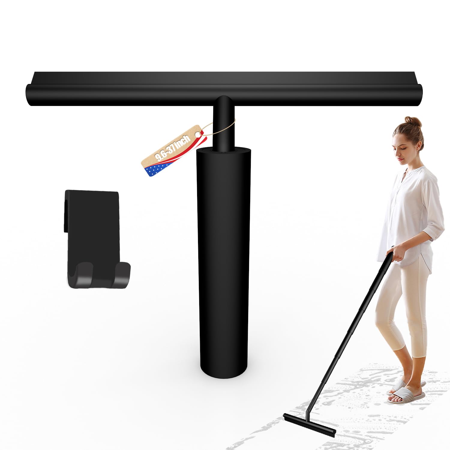 Shower Squeegee for Glass Doors, Window Squeegee with Extension Pole, Squeegee for Shower Glass Door, Squeegee for Window Cleaning for Home Cleaning, Glass Door, Tile Wall, Car