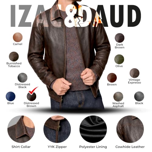 Image of Isaac & David Chicago Men's New Black /Brown Lambskin Leather Classic Open Bottom Jacket Motorcycle Vintage Racing Jacket