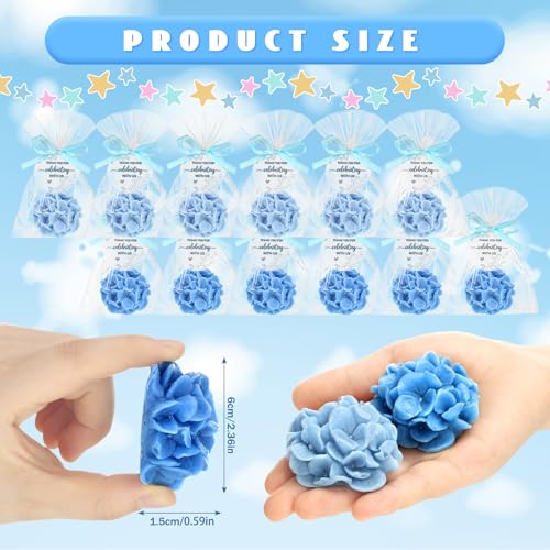demissle hydrangea soap baby shower favors wedding gift scented flower soaps bulk with thank you card for wedding favors for guestsblue20 pcs